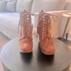 Michael Kors suede lace up wedge ankle  bootie
